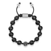 Men's Black Diamond Beaded Bracelet with Matte Onyx and Sterling Silve...