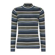 Stripete Ribbstrikket Pullover Bluse Agave