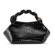 Svart Croco Bou Bag med Butterfly Logo