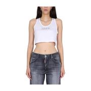 Logo Crop Top med Tynne Stropper