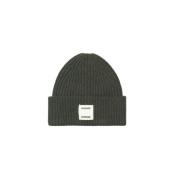 Mørkegrønn Merinoull Beanie Lue