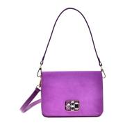 Purple leather and suede shoulder bag