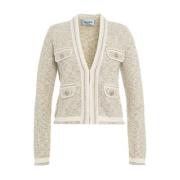 Glitter Jacquard Cardigan med V-hals