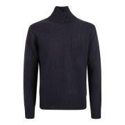 Blå Sailor Neck Pullover Genser