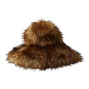 Brun Faux Fur Bøttehatt