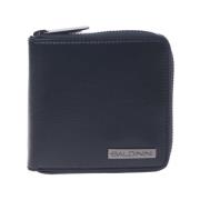 Wallet with zip in dark blue palmellato leather