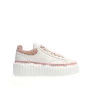 Elegante Hvite Rosa Stribe Sneakers