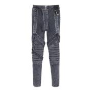 Bomull slim-fit jeans med stropper