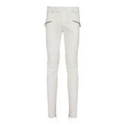 Biker jeans i hvitt denim