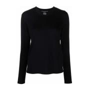 Sort Crew Neck Langermet T-skjorter