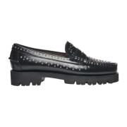 Sorte Flate Studs Mocassino Sko