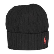 Brodert Svart Herre Beanie Lue