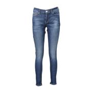 Brodert Mid Rise Skinny Blå Jeans