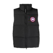 Svart Puffer Vest med Dunfylte Paneler