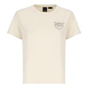 Ivory Bomull T-skjorte med Strass Logo