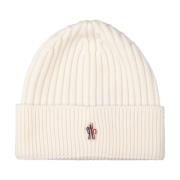 Hvit Ull Beanie med Logo