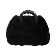 Svart Shearling Skulderveske