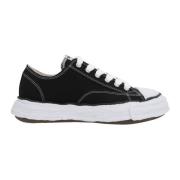 Svart Lerret Lav-Top Sneakers