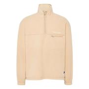 Beige Fleece Half-Zip Sweater