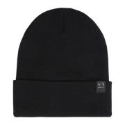 Svart Ullblanding Logo Beanie Lue