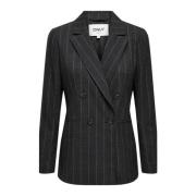 Pinstripe Grå Blazer med Reverskrage