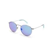 Pukaua B667-17B Shiny Silver W/Blue & Green Sunglasses