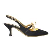 Sorte spisse slingback-pumps