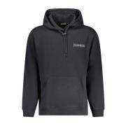 Svart Logo Print Hoodie for Menn