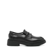 Sort Skinn Slip-On Penny Loafers