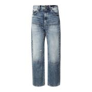 Blå Bomull Denim Jeans med Farget Effekt