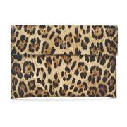 Leopard Kalveskinn Clutch med Metallskalle