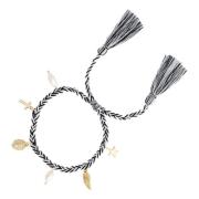 Woven Friendship Bracelet W/Charms Black