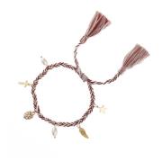 Woven Friendship Bracelet W/Charms Mahogany