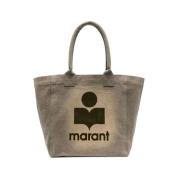 Khaki Canvas Flocked Logo Tote Bag