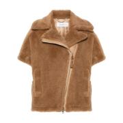 Brun Shearling Frakk Newmanto Stil