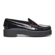 Svart Patent Skinn Penny Loafers