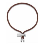 Men's Brown String Bracelet with Adjustable Silver Lock