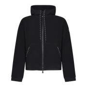 Svart Zip-Up Cardigan med Hette