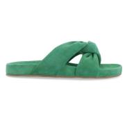 Grønne Slide Sandaler - Kryssede Stropper