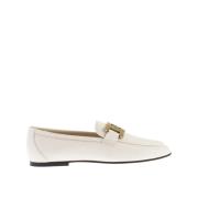 Hvite Skinnloafers Elegant Slip-On