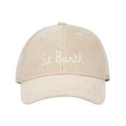 Beige Corduroy Baseball Lue med St Barth Broderi