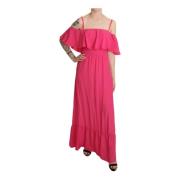 Mørk Fuchsia Off Shoulder Maxi Kjole