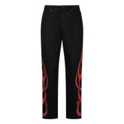 Flames Svart/Rød Jeans med Tribal Print