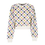 Rutete Crop Crewneck Sweatshirt Hvit