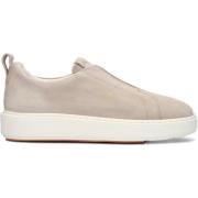 Beige Suede Slip-On Sneakers