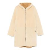 Reversibel Shearling Kåpe Beige