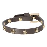 Skinn Star Stud Armbånd Mini Sjokoladebrun