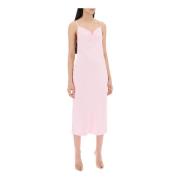 Satin Midi Slip Kjole med Ring Halsutringning