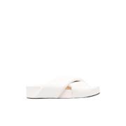 Crossover Strap Sliders med polstret elfenben skinn