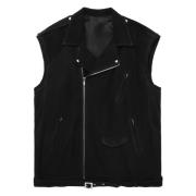 Svart Skinn Biker Vest